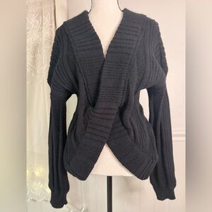 Cozy Black V-Neck Reversible
Knit Sweater